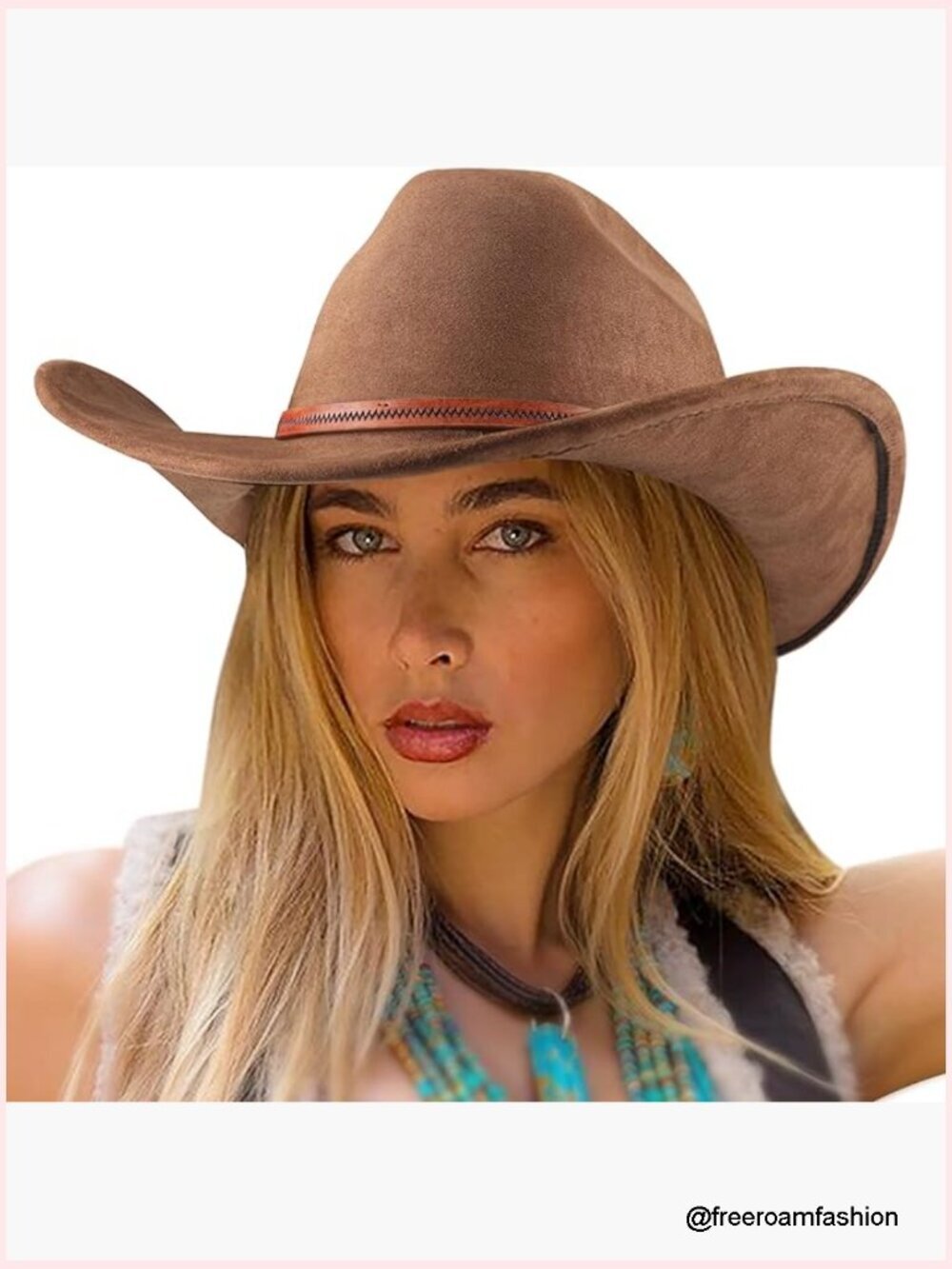 Wide Brim Cowboy Hat with Belt Buckle Unisex